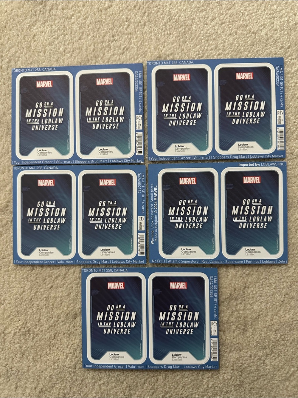 5-pack UNOPENED Marvel Mission Cards